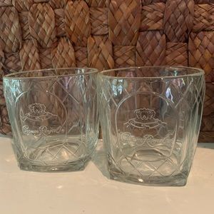 Vintage Crown Royal Whiskey Diamond Glasses set of 2